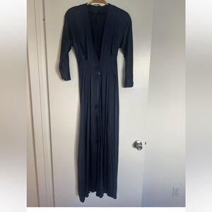 La perla black silk robe